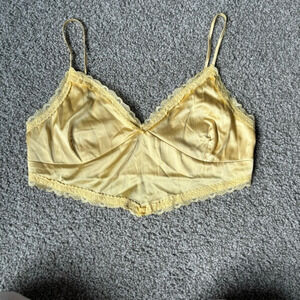 Love Tree Yellow Gold Lacey Bralette Top Sz L Crop Tank New Years